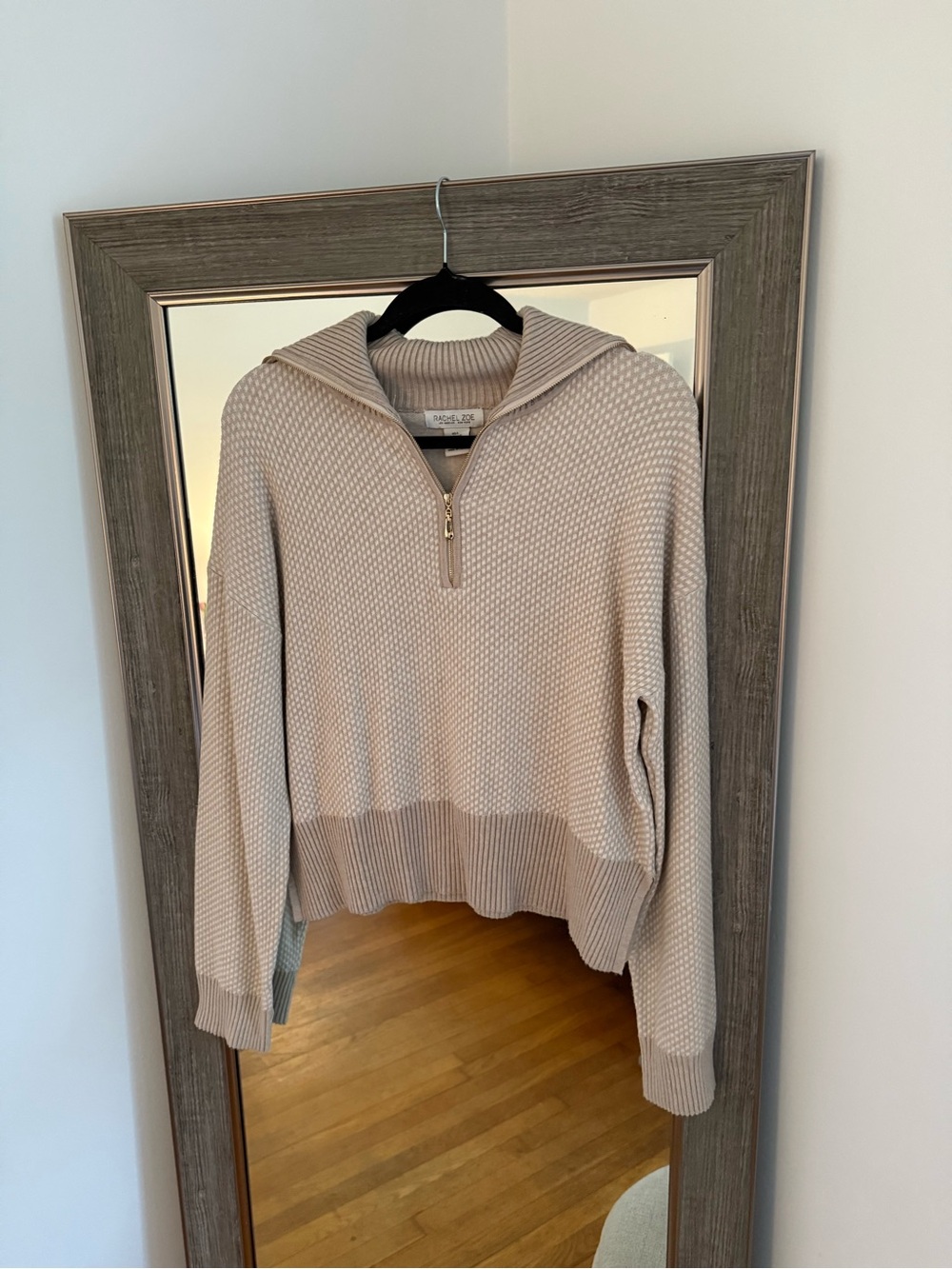 Rachel Zoe Quarter Zip Knit Sweater in Light Beige NWOT